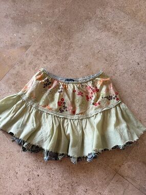 Floral Light Green Tiered Circle Skirt
